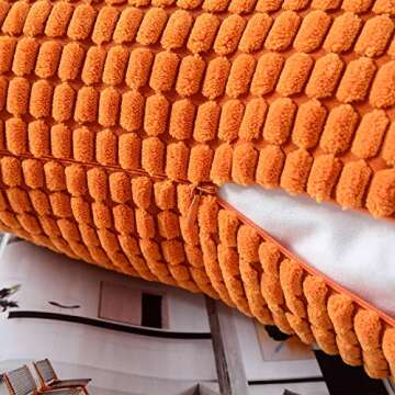 MERNETTE Pack of 2, Corduroy Soft Decorative Square Throw Pillow Cover Cushion Covers Pillowcase, Home Decor Decorations for Sofa Couch Bed Chair 18x18 Inch/45x45 cm (Granules Orange)
