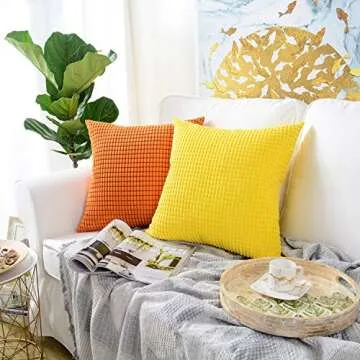 MERNETTE Soft Corduroy Cushion Covers 18x18 Inch