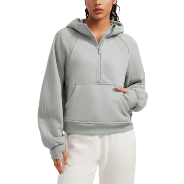 CRZ YOGA Women's Fleece Lined Half Zip Hoodie - Stylish Oversized Fit
