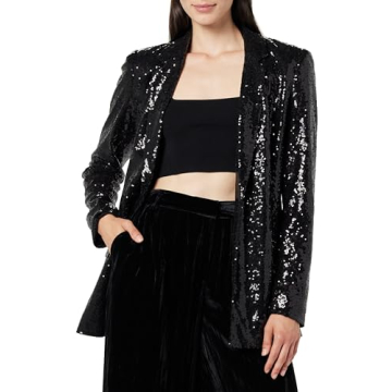 The Drop Women's Blake Long Blazer, Black Sequins, Small