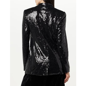 The Drop Women's Blake Long Blazer, Black Sequins, Small