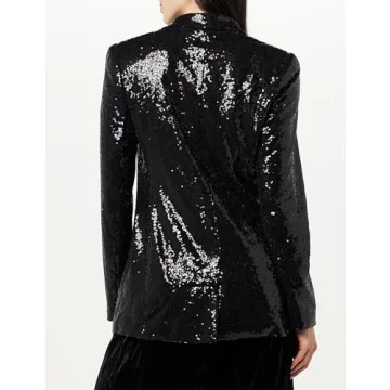 The Drop Women's Blake Long Blazer, Black Sequins, Small