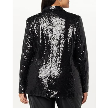 The Drop Women's Blake Long Blazer, Black Sequins, Small