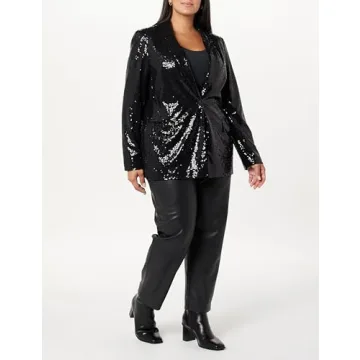 The Drop Women's Blake Long Blazer, Black Sequins, Small
