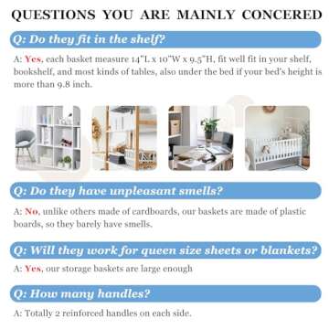 Criusia Large Storage Bins for Shelves 4 Pack, Closet Storage Baskets for Clothes Blanket Beddings Towels, Collapsible Fabric Closet Organizer Bins with Handles/ Laundry Room Organization