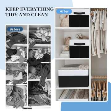Criusia Large Storage Bins for Shelves 4 Pack, Closet Storage Baskets for Clothes Blanket Beddings Towels, Collapsible Fabric Closet Organizer Bins with Handles/ Laundry Room Organization
