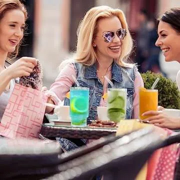 Naeety Vintage Ribbed Glass Cups Set with Lids 16OZ