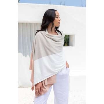 Zestt Dreamsoft Travel Scarf, Wrap and Shawl - Blush Colorblock Organic Cotton