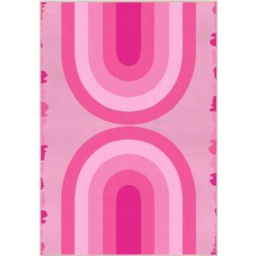 Well Woven Apollo Washable 5' x 7' Area Rug - Hot Pink Modern Rainbow - for Living Room, Bedroom and Kitchen
