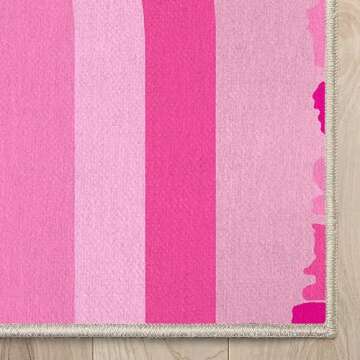 Well Woven Apollo Washable 5' x 7' Area Rug - Hot Pink Modern Rainbow - for Living Room, Bedroom and Kitchen