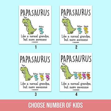 Wassmin Personalized Papasaurus Mug Papa Dinosaur Coffee Mugs Cups Custom Grandkids Names Customized Father's Day Birthday Christmas Gifts For Worlds Best Grandpa Pop Grandfather Grandpa (3 Kids)