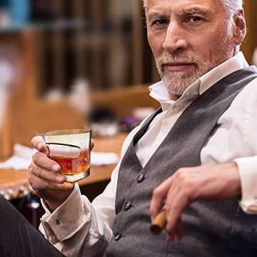 Kollea Premium Whiskey Cigar Glass 15 Oz with Rest Holder, Old Fashioned Whiskey Glass, Cool Bourbon Rum Birthday Gifts for Men, Dad, Boyfriend, Men Cave Decor, Retirement Party, Cigar Accessories