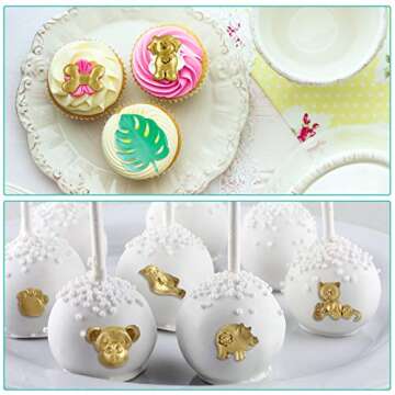 4 Pieces Jungle Safari Animal Cake Molds Animal and Tropical Leaf Silicone Molds Animals Fondant Molds for Cake Candy Chocolate Decorating Tray DIY Crafting Projects (White)