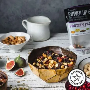 Power Up Protein Packed Trail Mix By Gourmet Nut - Natural Keto & Paleo Friendly Non GMO Vegan Gluten Free Low Sodium Cholesterol Free, Mixed Nuts, Dried Fruits & Pumpkin Seeds, 14oz Bags (Pack of 2)