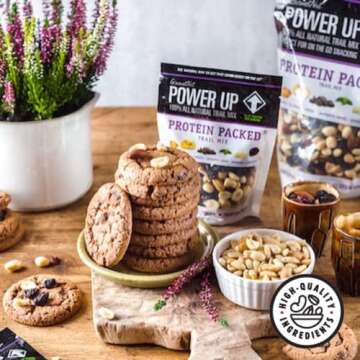 Power Up Protein Packed Trail Mix By Gourmet Nut - Natural Keto & Paleo Friendly Non GMO Vegan Gluten Free Low Sodium Cholesterol Free, Mixed Nuts, Dried Fruits & Pumpkin Seeds, 14oz Bags (Pack of 2)