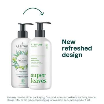 ATTITUDE Liquid Hand Soap - EWG Verified, Vegan, 98.9% Natural Ingredients, Olive Leaves, 16 Fl Oz