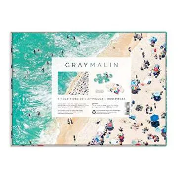 Galison Gray Malin The Seaside Puzzle, 1000 Pieces, 27” x 20” – Difficult Jigsaw Puzzle with Stunning Beach Artwork – Thick, Sturdy Pieces, Challenging Family Activity