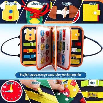 Toddler Busy Board Montessori Toys for 1 2 3 4 5 Year Old Boys Girls, Busy Board Educational Travel ...