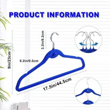 Space Saving Velvet Hangers with Cascading Hooks, 50 Pack