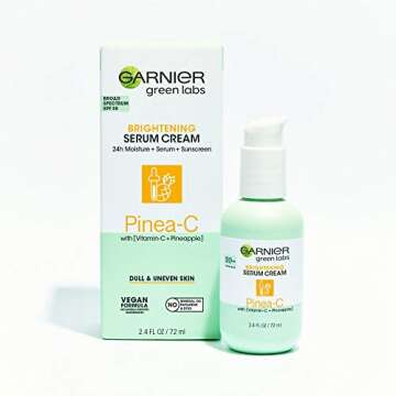 Garnier Green Labs Pinea-C 3-in-1 Brightening Serum Cream, 24H Moisture + Serum + SPF 30 with Vitamin C, 2.4 Fl Oz (72mL), 1 Count (Packaging May Vary)