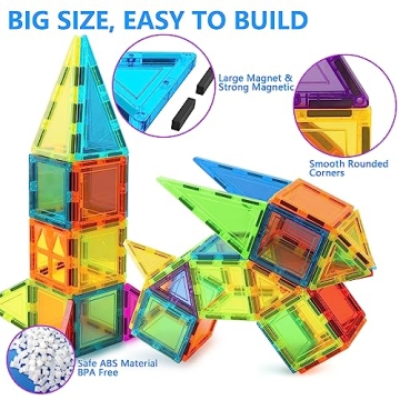 GEPER 32PCS Magnetic Tiles for Kids | Ideal STEM Gift