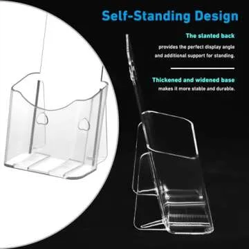 xydstay Acrylic Brochure Holder 4x9 Inches Slant Back Design, Clear Display Stand, Plastic Table Stand Sign Holder,Pamphlet Holder Flyer Holder, Acrylic Display Stand, Acrylic Table Signs Plastic