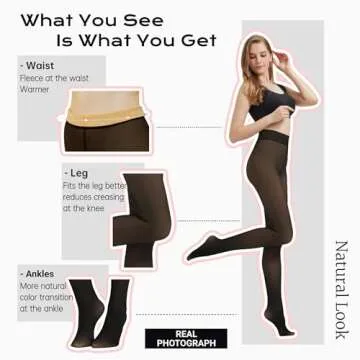 Arkim Fleece Lined Tights 3 Size (S/M/L) Winter Fake Transparent Elastic Tights Skin Leggings Fleece Lined Tights for Women (Black-thick fleece, M)