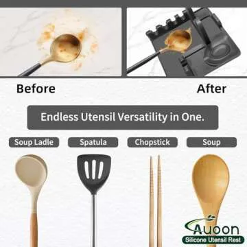 AUOON Clip On Pot Strainer and Pasta strainer and Silicone Utensil Rest,Pot lid holder with Drip Pad...