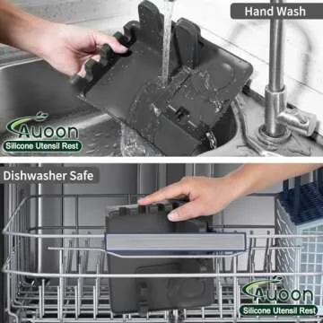 AUOON Clip-On Strainer and Silicone Utensil Rest Set