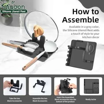 AUOON Clip-On Strainer and Silicone Utensil Rest Set