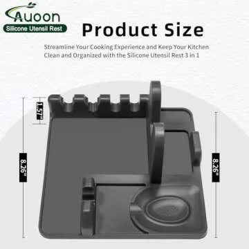 AUOON Clip-On Strainer and Silicone Utensil Rest Set