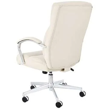 Amazon Basics Executive Desk Chair, 275lb Capacity, Oversized Cushion, Ivory Bonded Leather, 29.13"D x 25.2"W x 43.11"H