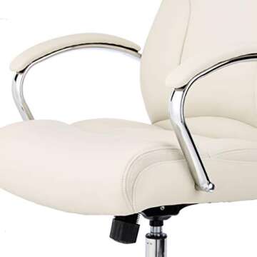 Amazon Basics Executive Desk Chair, 275lb Capacity, Oversized Cushion, Ivory Bonded Leather, 29.13"D x 25.2"W x 43.11"H