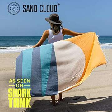 Sand Cloud Turkish Beach Towel - Sand Free - 100% Organic Turkish Cotton Yarn - Quick Dry Towel for ...