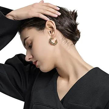 Chunky Twisted Gold Hoop Earrings Fashion Jewelry for Women