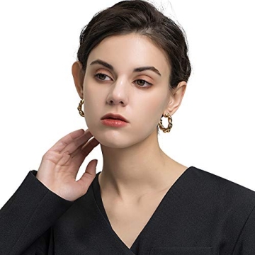 Chunky Twisted Gold Hoop Earrings Fashion Jewelry for Women