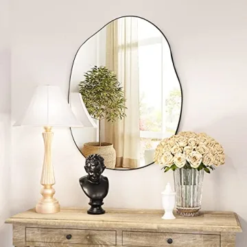 HARRITPURE 24x32" Black Asymmetrical Wall Mirror