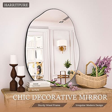 HARRITPURE 24x32" Black Asymmetrical Wall Mirror