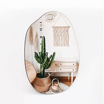 HARRITPURE 24x32" Black Asymmetrical Wall Mirror