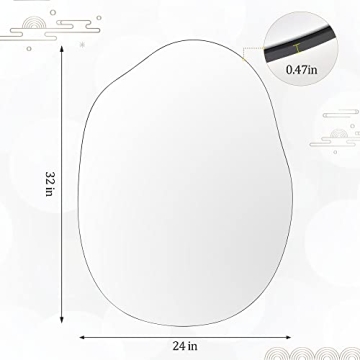 HARRITPURE 24x32" Black Asymmetrical Wall Mirror