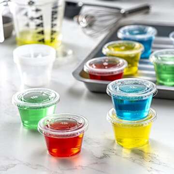 Pantry Value [4 oz. - 100 Count Clear Disposable Plastic Portion Cups with Lids - Small Plastic Condiment Containers for Sauce, Salad Dressings & Portion Control