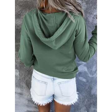 Dokotoo Women's Fashion Hoodies & Sweatshirts Drawstring Long Sleeve Front Button Collar Hooded Pull...