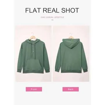 Dokotoo Women's Fashion Hoodies & Sweatshirts Drawstring Long Sleeve Front Button Collar Hooded Pullovers with Pockets Winter Sweatshirts for Women Loose Fit Casual Ladies Fall Shirt Tops Medium