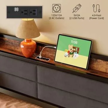 LIKIMIO Daybed with Trundle, Sturdy Metal Twin Bed Frame with Upholstered Headboard and Charging Station for Living Room, Bedroom and Guest Room, Black