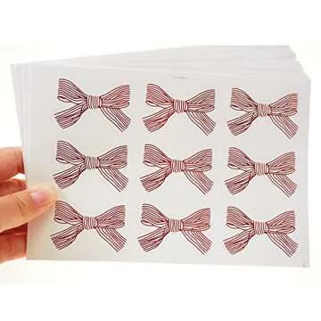 SaktopDeco Red Cute Bows Gift Label Stickers for Every Occasion