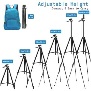 62" Phone Tripod, UEGOGO Tripod for iPhone with Remote Shutter and Universal Clip, Compatible with iPhone/Android/Sport Camera Perfect for Video Recording/Selfies/Live Stream/Vlogging