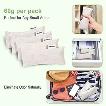 Bamboo Charcoal Shoe Deodorizer Bags - 12 Pack Natural Odor Makeover