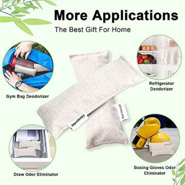 Bamboo Charcoal Shoe Deodorizer Bags - 12 Pack Natural Odor Makeover