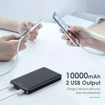 [2 Pack]Portable Charger Power Bank 10000mAh,Ultra Slim Portable Phone Charger with USB C Input & 2 Output Backup Charging External Battery Pack Compatible with iPhone 16/15/14/13/12,Android Phone etc