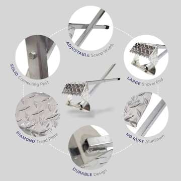 ActiveDogs Dog Poop Scooper Heavy Duty - Best Ever Dog Pooper Scooper with Teeth - Outdoor Welded Aluminum Metal & Solid Bolt Pet Waste Removal Shovel, USA Made